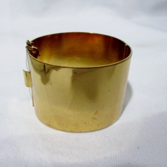 CELINE ITALY GOLD MANCHETTE CUFF Hinged BRACELET - Picture 3 of 6